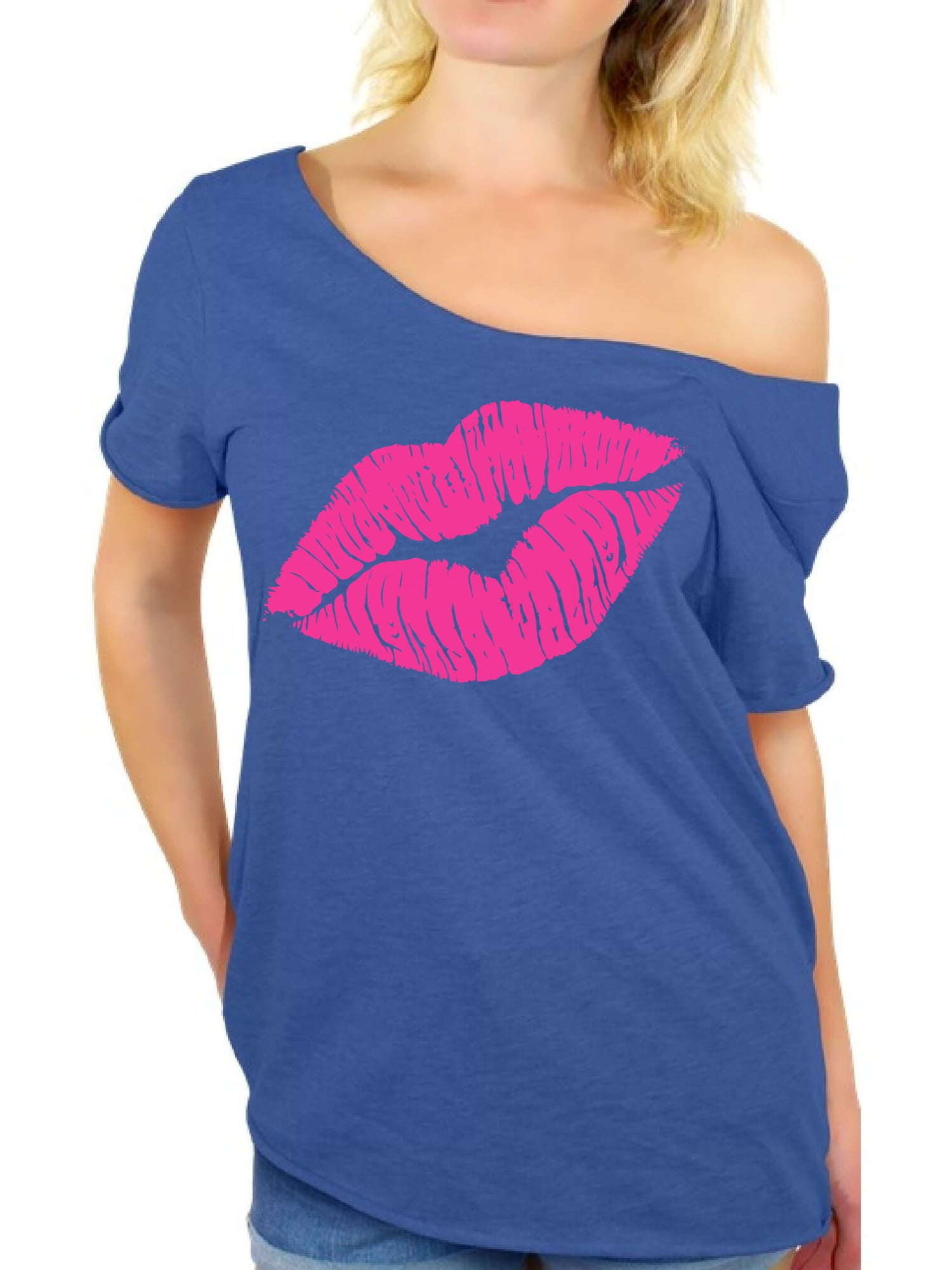 Pink Lips Shirt Retro 80s Neon Lips 