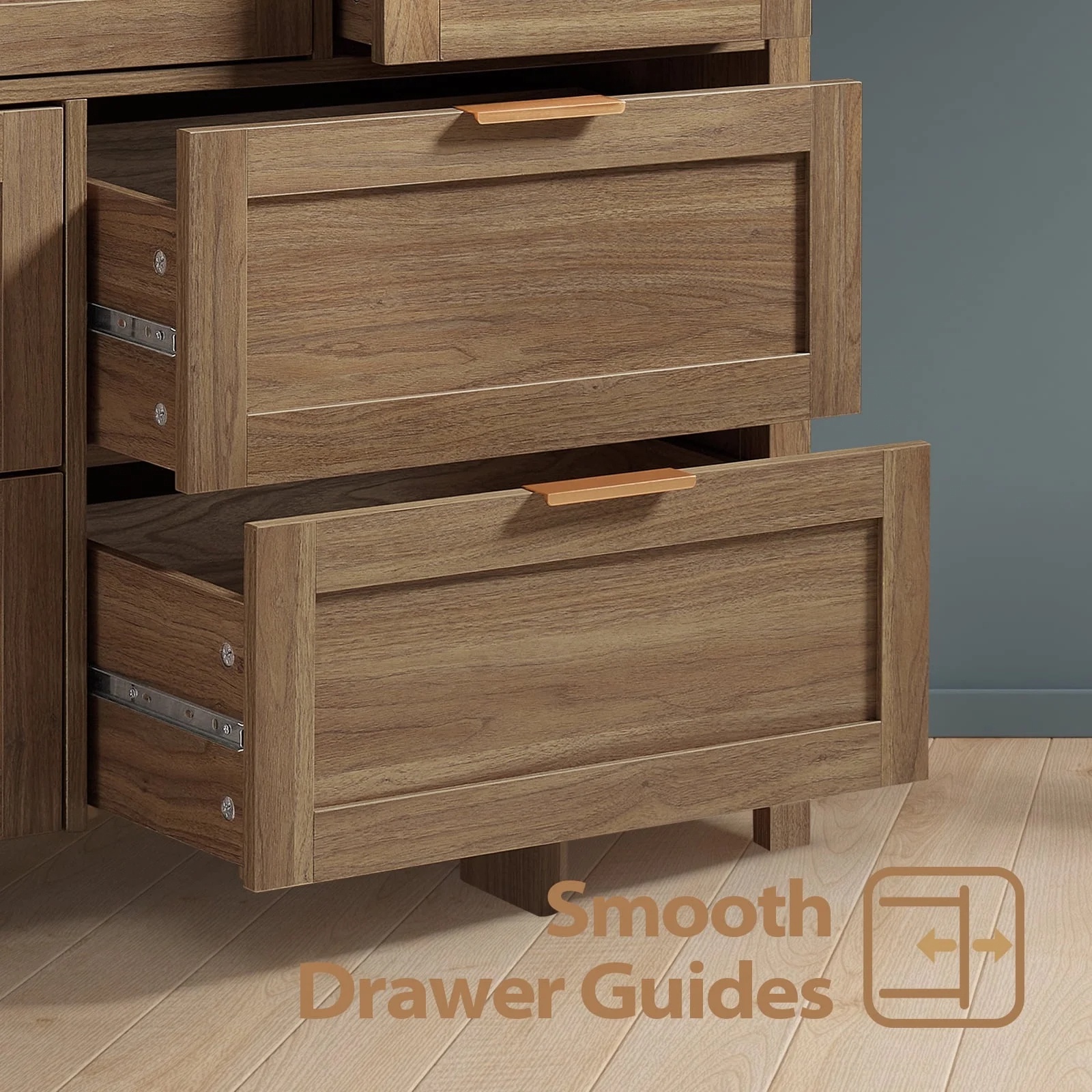ARKANTOS Wooden 7 Drawer Dressers, 47 Inch Wide Chests of Drawers for Bedroom, Deep Walnut