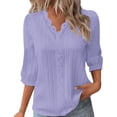 thumbnail image 1 of Blusa de manga 3/4 con aberturas para mujer, primavera-verano: estilo resort elegante, influencia de la moda europea, tejido de poliéster., 1 of 5