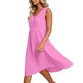 thumbnail image 6 of Bxsruta Women's Sleeveless V Neck Midi Dress A Line Swing with Pockets High Waist Pull on Soft Breathable Wrinkle Free Casual Bohemian Summer Flowy Beach Vacation, 6 of 8