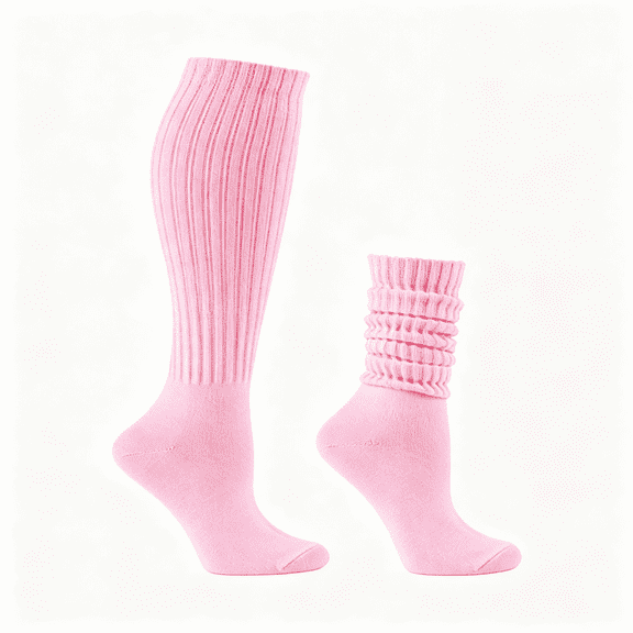 TELOLY Women'S Slouch Socks,Long Scrunch Knit Casual Socks for Girls Pink Slouch Socks