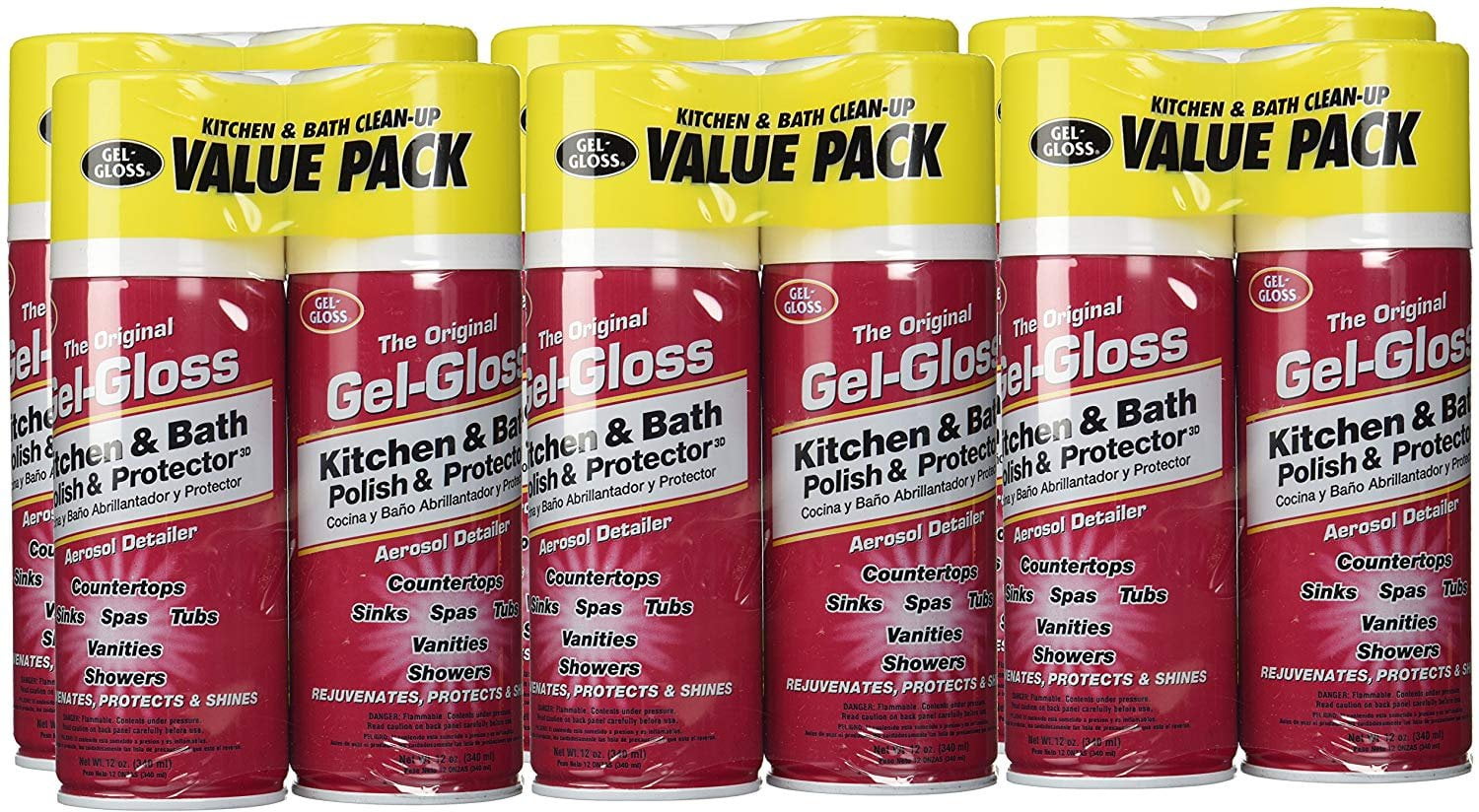 GelGloss GA12.FCP12PK Kitchen and Bath Polish and Protector 12 oz, Pack of 12