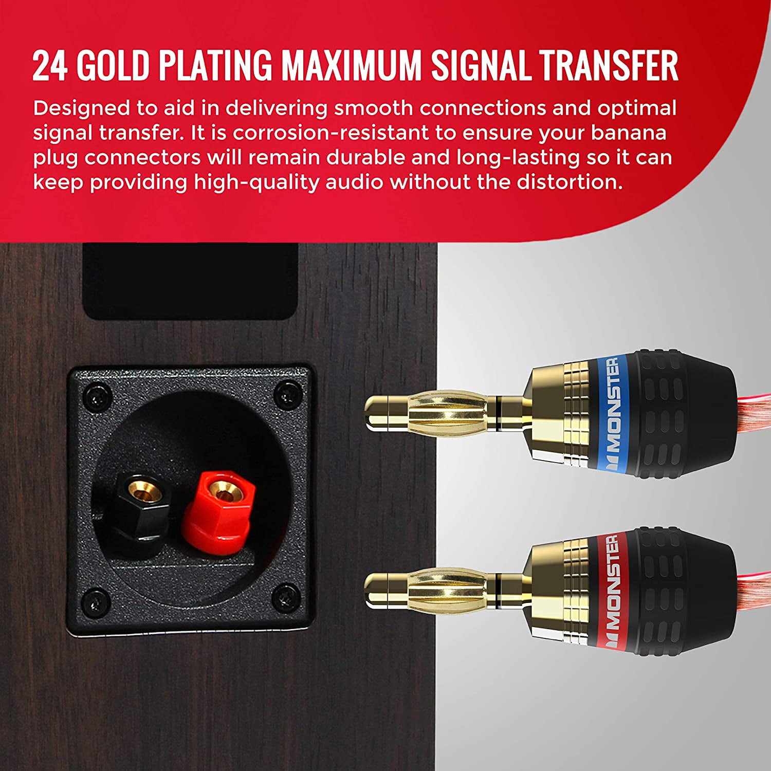 Monster XP QuickLock Connectors - Best Banana Speaker Wire Plugs for DIY Installations - 2 Pair (4 Total)