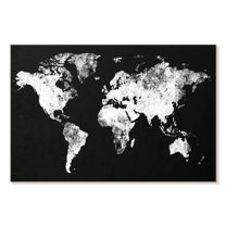 Elephant Stock Black And White Map Wall Art - Horizontal Canvas Wall Art - Living Room Wall Decor - Map Canvas - Black And White Decor - 24" x 16"