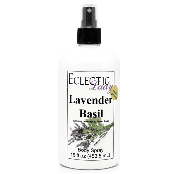 Lavender Basil Body Spray, Eclectic Lady, Hydrating Mist, Unisex (Double Strength), 16 oz