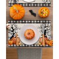thumbnail image 3 of Halloween Placemats Set of 4 Grimace Pumpkin Place Mats Fall Placemat Trees Bat Candy Witch Hat Ghost Linen Table Mats for Dining Kitchen Table Holiday Dinner Party Home Decorations 13x19 Inch, 3 of 8