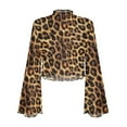 thumbnail image 6 of SCRAWLGOD Leopard Print Bell Sleeve Tops Size M Women Lettuce Trim Tops Y2K Shirts for Going Out Party Long Sleeve Flared Shirts for Women Casual Slim Shirts, 6 of 7