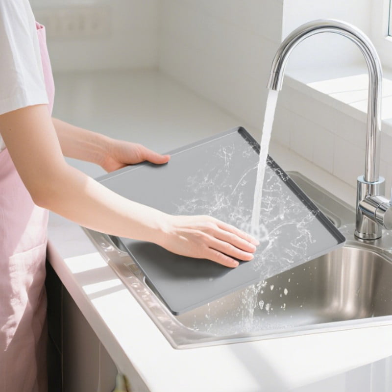 Portable Air Conditioner Silicone Mat with Raised Edges, Waterproof Pad to Prevent Leaks & Floor Damage – Ideal for Ice Makers, Humidifiers, Mini Fridges & Electrical Appliances(Gray)