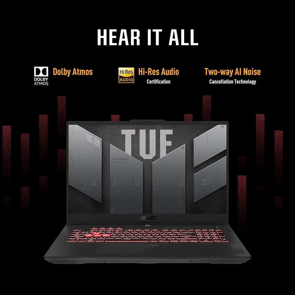 ASUS TUF Gaming A17 (2023) Gaming Laptop, 17.3" FHD 144Hz Display, GeForce RTX 4050, AMD Ryzen 7 7735HS, 16GB DDR5, 1TB PCIe 4.0 SSD, Wi-Fi 6, Windows 11, FA707NU-DS74