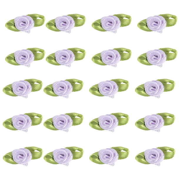 Bewildely 100 pack/lote hermosas flores de cinta de satén para decoraciones impresionantes flores fáciles de decorar Decoración del hogar morado pálido