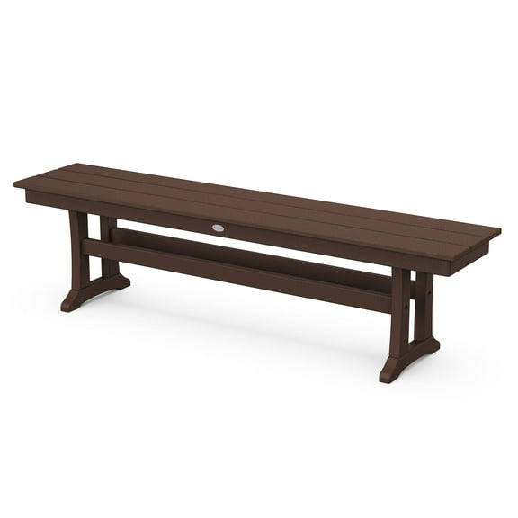 POLYWOOD Farmhouse Trestle 65" Bench in Mahogany