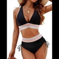 thumbnail image 1 of Bikini de Dos Piezas para Mujer, Cintura Alta, Cuello Halter, Traje de Baño Negro L, 1 of 7