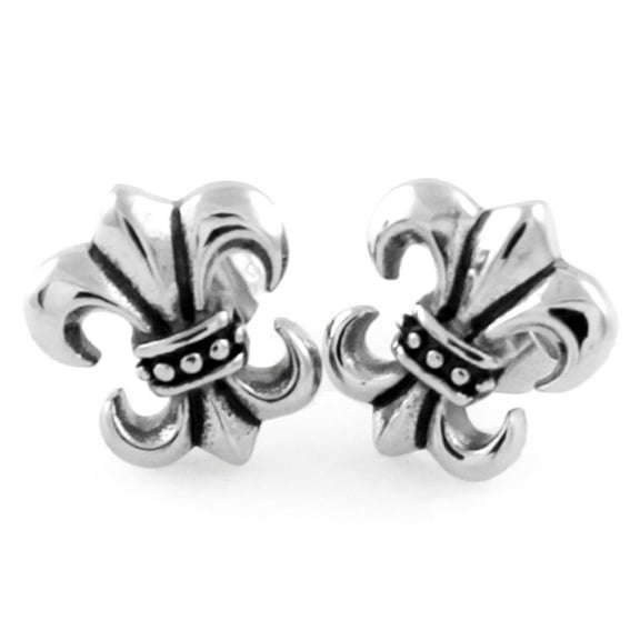 Tioneer Stainless Steel Fleur de Lis Design Stud Earrings