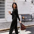 thumbnail image 4 of DORKASM Womens 2 Piece Sets Mock Neck Long Sleeve Tops Wide Leg Pants Lounge Set Vacation Travel Fall Outfits Tracksuit Black L, 4 of 7