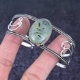 thumbnail image 2 of Natural Prehnite Gemstone 925 Sterling Silver Cuff Bangle Adjustable, 2 of 2