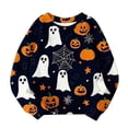 thumbnail image 4 of HAOTAGS Girls Halloween Tops, Crewneck Gost Printed Relaxed Long-Sleeve Sweatshirt Khaki Size 9-12M, 4 of 5