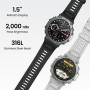 Amazfit T-Rex 3 Rugged Military Smart Watch 48mm, GPS (with Privacy), Offline Maps, Long Battery Life,328 Feet Water-Resistant, 170 Fitness/Sport Modes, AI, Voice Control, for Android or iPhone, Gray