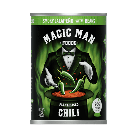 Magic Man Chili – Plant‑Based Smokey Jalapeno Chili, 15 oz Can, Vegan, Gluten free, Soy free, Seed Oil free