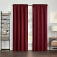 thumbnail image 2 of (2 pack) Eclipse Samara Solid Color Blackout Rod Pocket Single Curtain Panel, Oxblood, 42" W x 63" L, 2 of 9