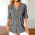 thumbnail image 7 of cocolona Womens Collared Shirt Summer Striped Short Sleeve Button Tops Dressy Casual Business Outfits Blouses, 7 of 7