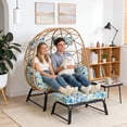 thumbnail image 2 of FKSLIFE 2 Person Wicker Egg Chair With Ottoman Cushion Large Egg Basket Chair With Footrest For Outdoor Indoor Patio Balcony Garden, 2 of 8