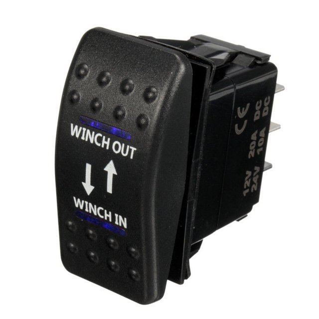 ESUPPORT Car Auto 12V Momentary Light Button Rocker Toggle Switch Blue LED Winch in Out ON-Off-ON 7Pin SPDT