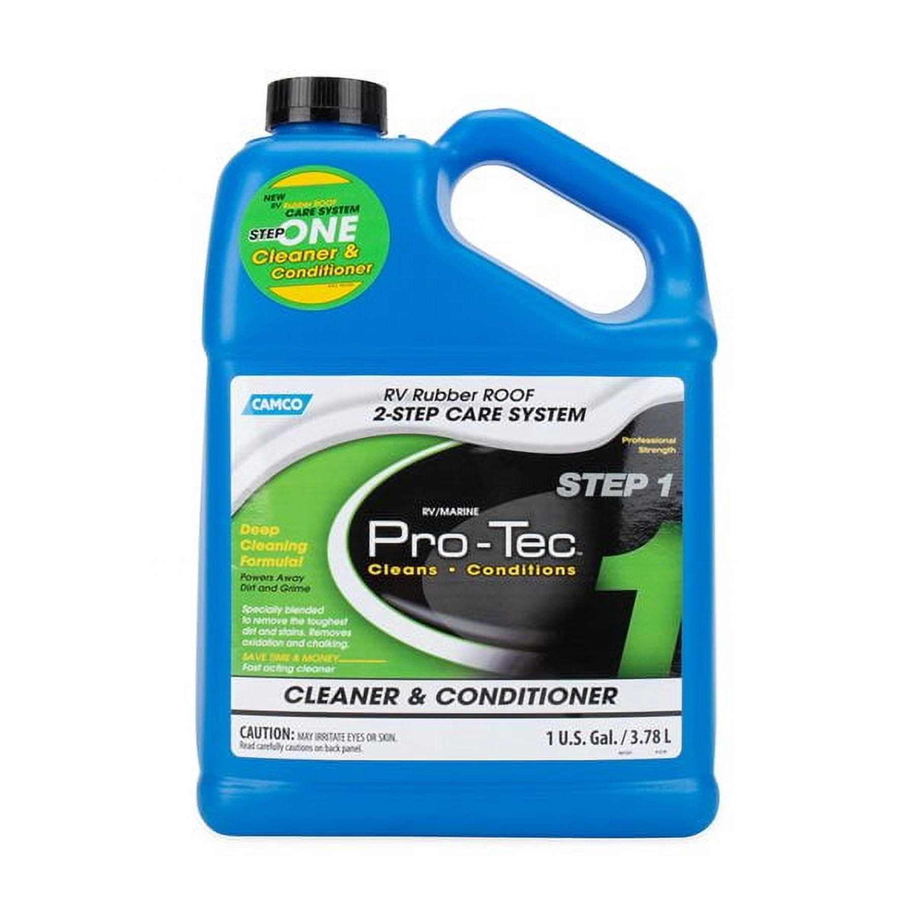 Camco Pro-Tec Camper/RV Rubber Roof Care System | Two Step Treatment Rids Dirt/Grime & Reduces Roof Chalking | Extends the Life of RV & Trailer Rubber Roofs - 2 Gallons (41453)