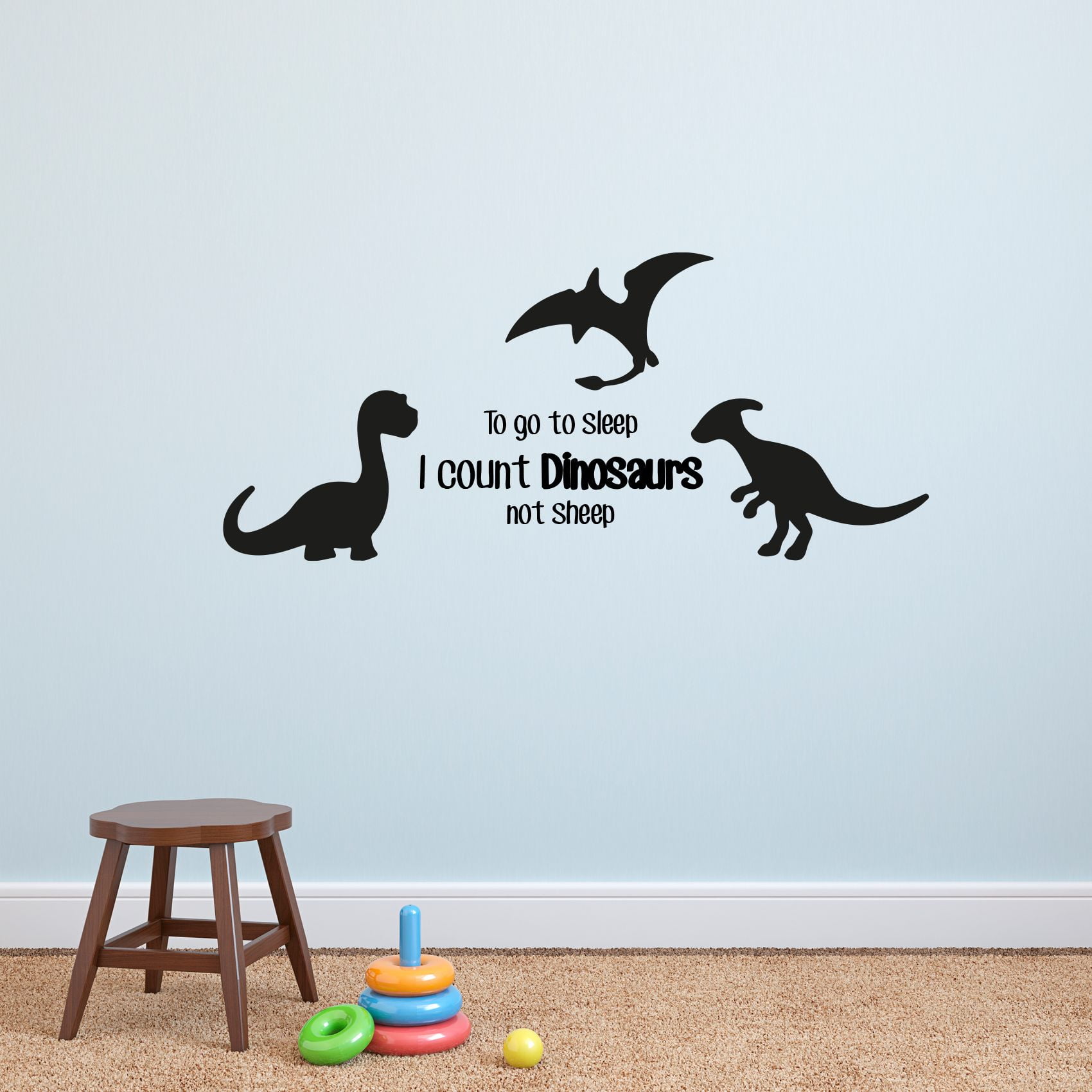 Sleep Not Sheep Dino Dinosaur Life Postive Quote Cartoon Wall Sticker Art Decal Girls Boys Room Bedroom Nursery Kindergarten House Fun Home Decor Stickers Wall Art Vinyl Decoration Size (15x30 inch)