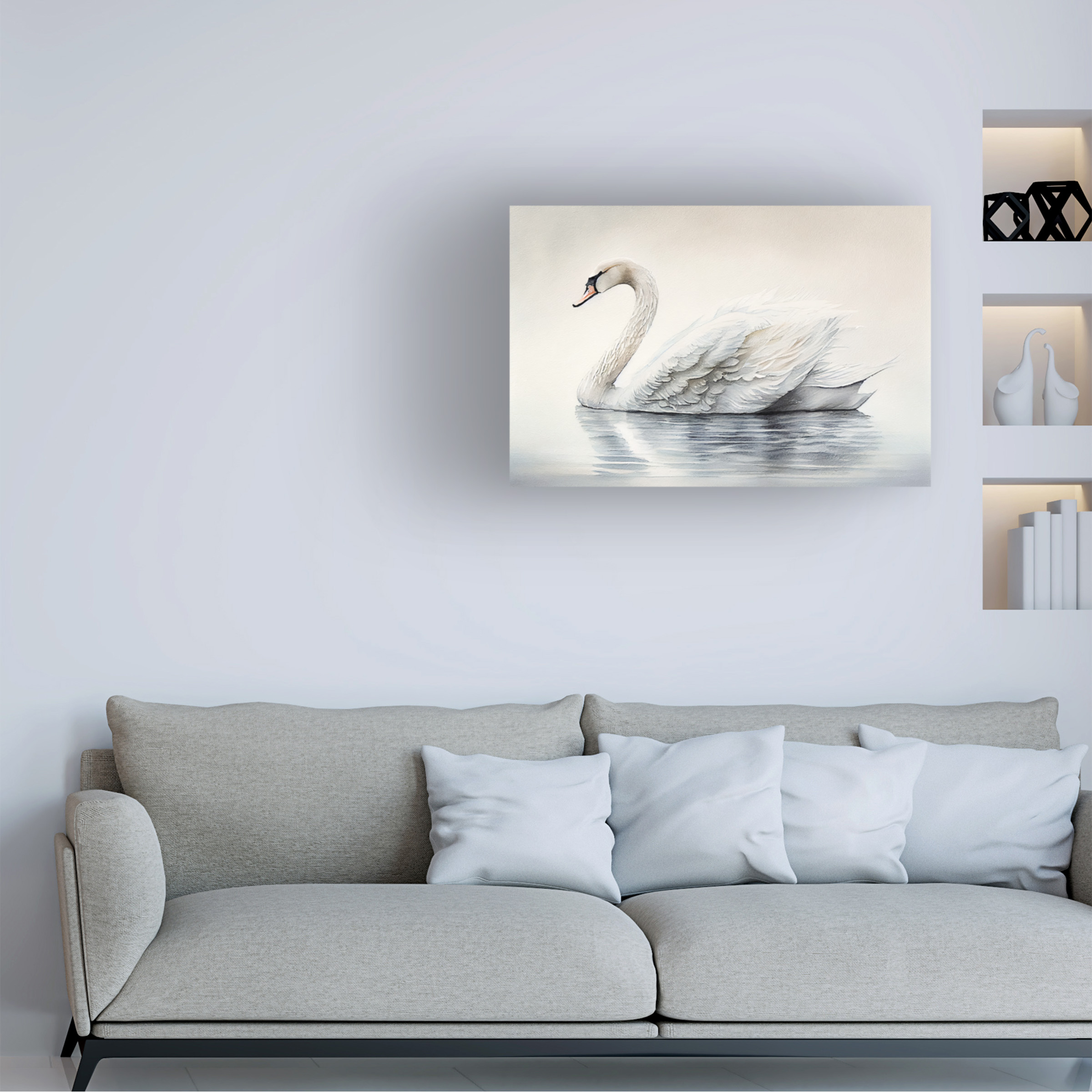 Canvas Wall Art - Sasha 'The Swan' Wall Art for Living Room, Bedroom, or Office Décor by Trademark Fine Art - 32 x 22 Inches