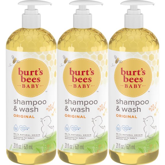 Burt's Bees Baby Tear Free Shampoo and Wash, Natural, 21 fl oz (3 Pack)