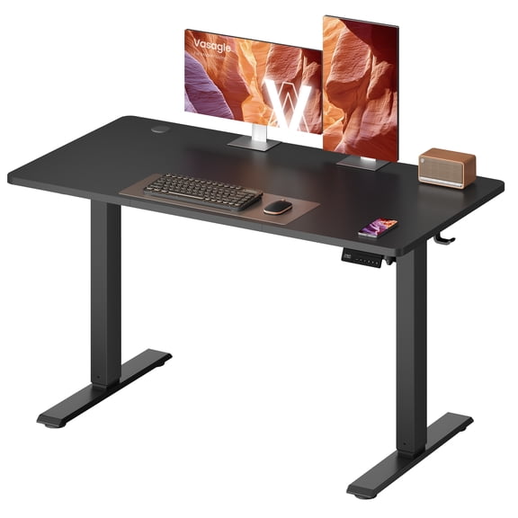 VASAGLE Electric Standing Desk, Height Adjustable Desk, Sedentary Reminder, 4 Memory Heights, for Home Office, 47.2 x 23.6 Inches, Ink Black