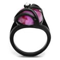 thumbnail image 3 of Luxe Jewelry Designs Women's Black Ion Plated Stainless Steel Ring with Synthetic Cat Eye Fuchsia -, 3 of 4
