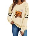 thumbnail image 3 of Women's Fall Clothes Sweatshirt Halloween Graphic Pullover Tops Crewneck Long Sleeve Casual Shirts Vintage Pumpkin Print Outerwear for Festival Party, 3 of 7