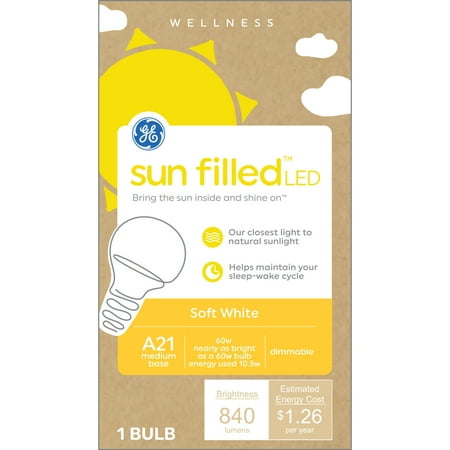 GE Sun Filled LED Light Bulbs  60 Watt  Soft White  A21 Bulbs  Medium Base
