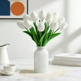 thumbnail image 6 of HYG White Tulips Artificial Flowers 20 Pcs 13'' Real Touch Tulips Flowers Fake Tulips Flowers Realistic Plastic Flowers Bouquet for Wedding Bridal Party Bouquet Decoration, 6 of 8