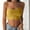 Yellow, variant on WNEGSTG Womens Cropped Tops Seamless Bandeau Bras Padded Bra with Spagetti Strap Girl's Training Bra Crop Cami Bralette Black