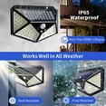 thumbnail image 3 of 2 Pack Solar Outdoor Lights, IP65 Waterproof Motion Sensor Outdoor Lights, 100 LEDs with Lights Reflector, Motion Sensor Security Lights for Exterior Wall, Patio, Yard, Garage, Deck, garden, 3 of 7