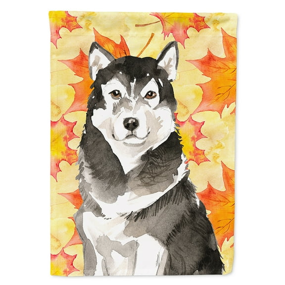 Carolines Treasures CK1835CHF Fall Leaves Alaskan Malamute Flag Canvas House Size  Large multicolor