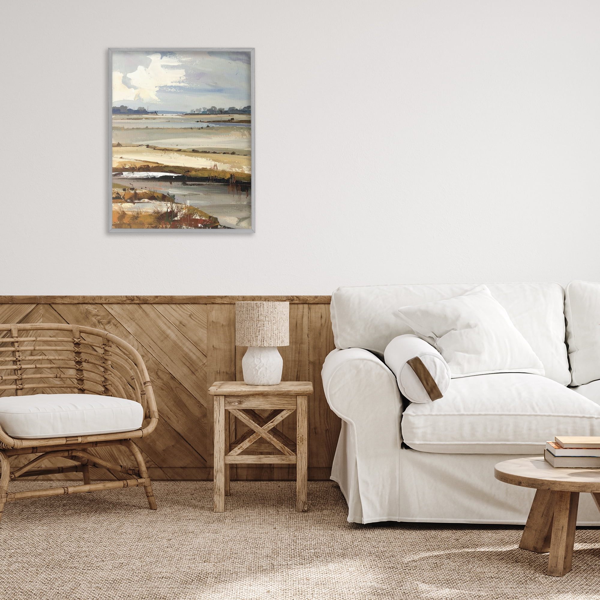 Stupell Industries Earthy Distant Horizon Gray Framed Giclee Art, design by Alonza Saunders