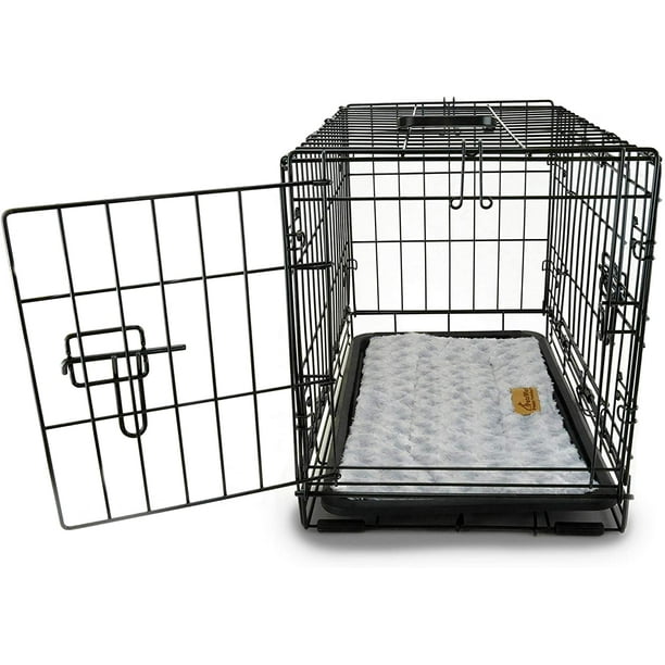 PetsWorld Double Door Foldable Dog Crate with Bed, Metal, Size 36 inch