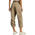 thumbnail image 4 of Capri Pants for Women Relaxed Adjustable Drawstring Quick Dry Cargo Pants Cinch Bottom Pull on Lightweight Elastic Waist Parachute Pants with Pockets Beige M, 4 of 9