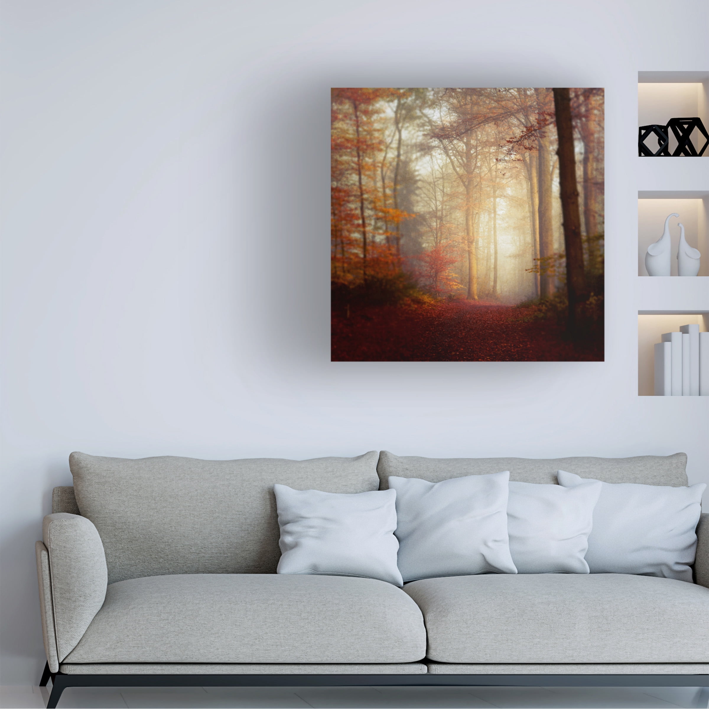 Canvas Wall Art - Dirk Wüstenhagen 'Fall Hike' Wall Art for Living Room, Bedroom, or Office Décor by Trademark Fine Art - 35 x 35 Inches - 35x35