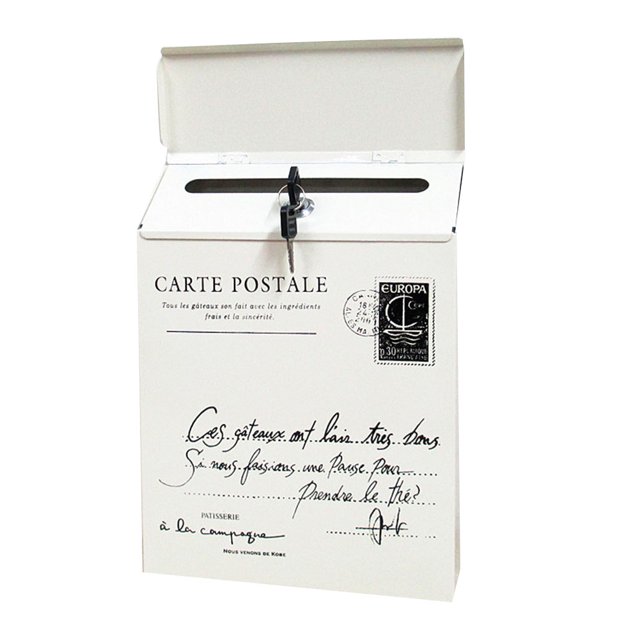 CAROOTU Iron Lock Letter Box Vintage Wall Mount Mailbox Mail Postal Letter Newspaper Box