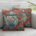 thumbnail image 3 of HENGT Chinese Style Pillow Cases Orange Red Chinoiserie Floral Blue and White Porcelain Vase Throw Pillow Covers Decorative Cushion Cover Cases for Living Room Bedroom Sofa Car Home Decor, 3 of 5