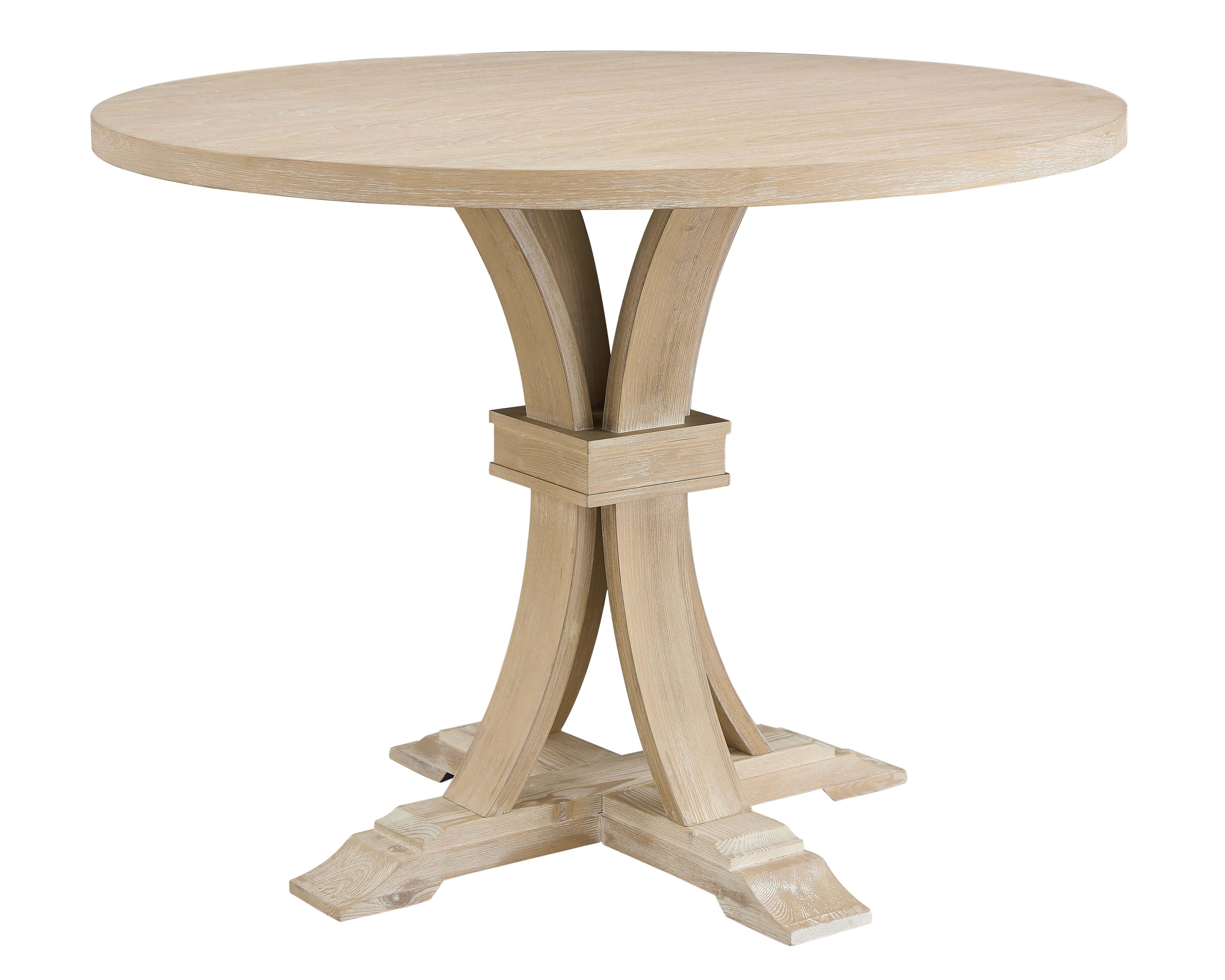 Roundhill Furniture Siena Whitewashed Finished Round Pedestal Counter Height Dining Table