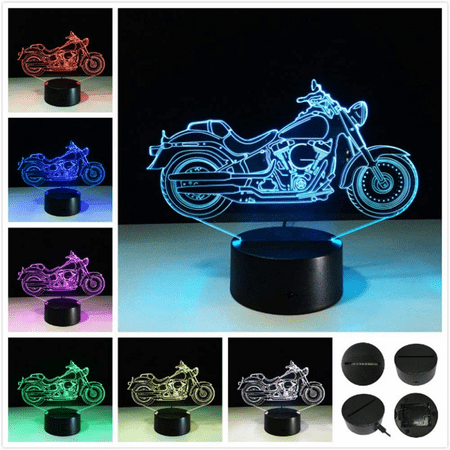 

Motorcycle Motorbike 3D Optical Illusion Table Lamp 7 Colors Change Control and Touch Button LED Night Light