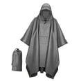 thumbnail image 4 of Poncho De Lluvia Con Capucha Chaqueta Impermeable Portátil Para Mochilero Gris, 4 of 8