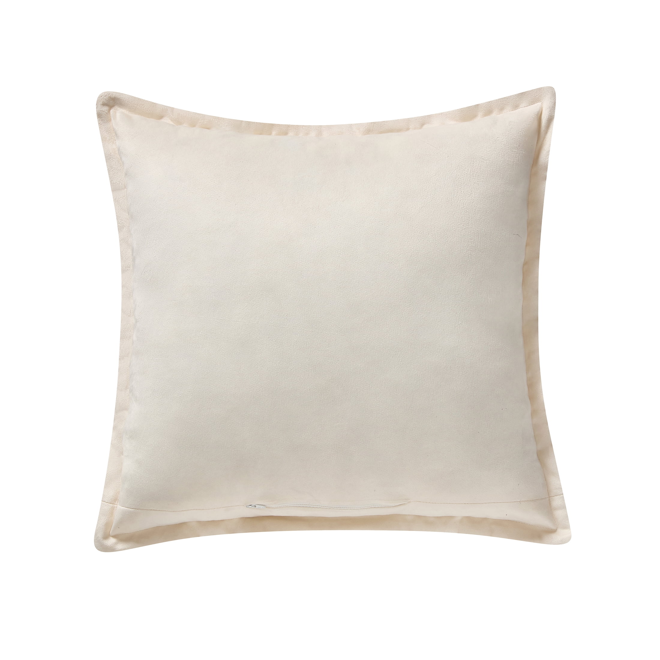 My Texas House 18 in x 18 in Ivory Embroidered Leaves Velvet Decorative Pillow