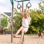 Lifetime Kid's Monkey Bar Adventure Metal Swing Set with Slide, Belt Swings and Trapeze Bar (91028)