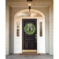 thumbnail image 4 of 24-26'' Large Boxwood Wreath for Front Door, Porch, Window - Foldable Greenery Boxwood Wreaths for Farmhouse Wedding Indoor Outdoor Decor (with Bow), 4 of 9